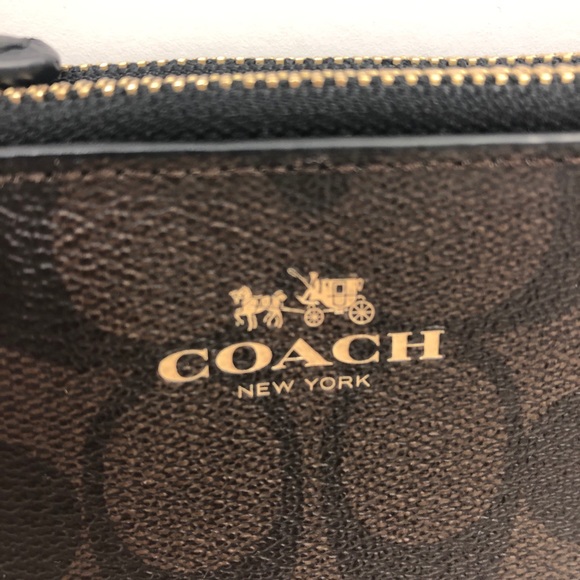 Coach Signature Double Corner Zip Wristlet - Picture 2 of 8